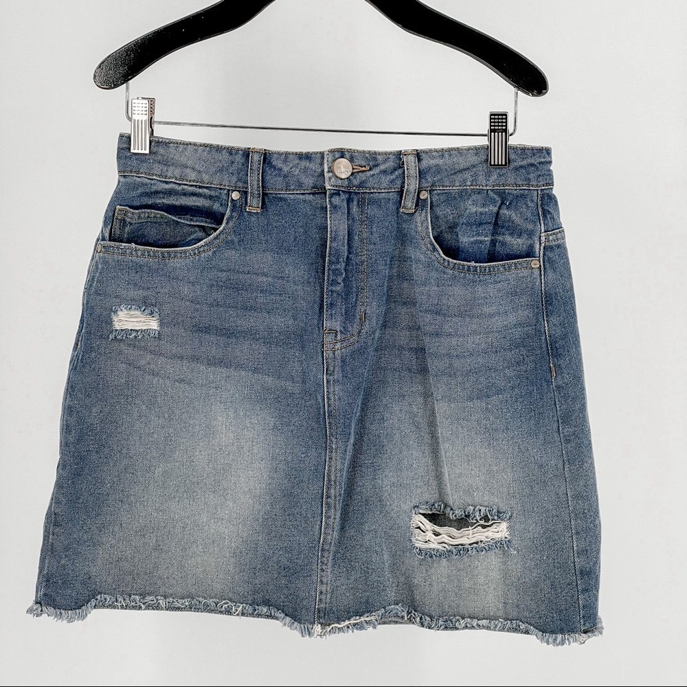 Harper denim skirt with distress